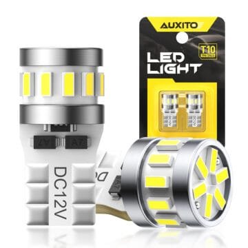 Bombillas LED T10 AUXITO Cola de pescado 194/168/2825 Canbus 6500K Blanco Frío – Paquete de 2 -GX-T10-1