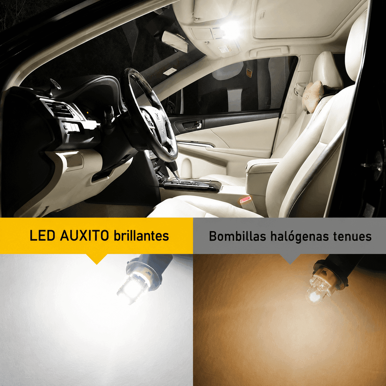 Bombillo LED AUXITO T10 W5W Cola de Pescado 14 SMD 2835 6500K Blanco Frío – Paquete de 10 - GX-T10-3 - Imagen 9