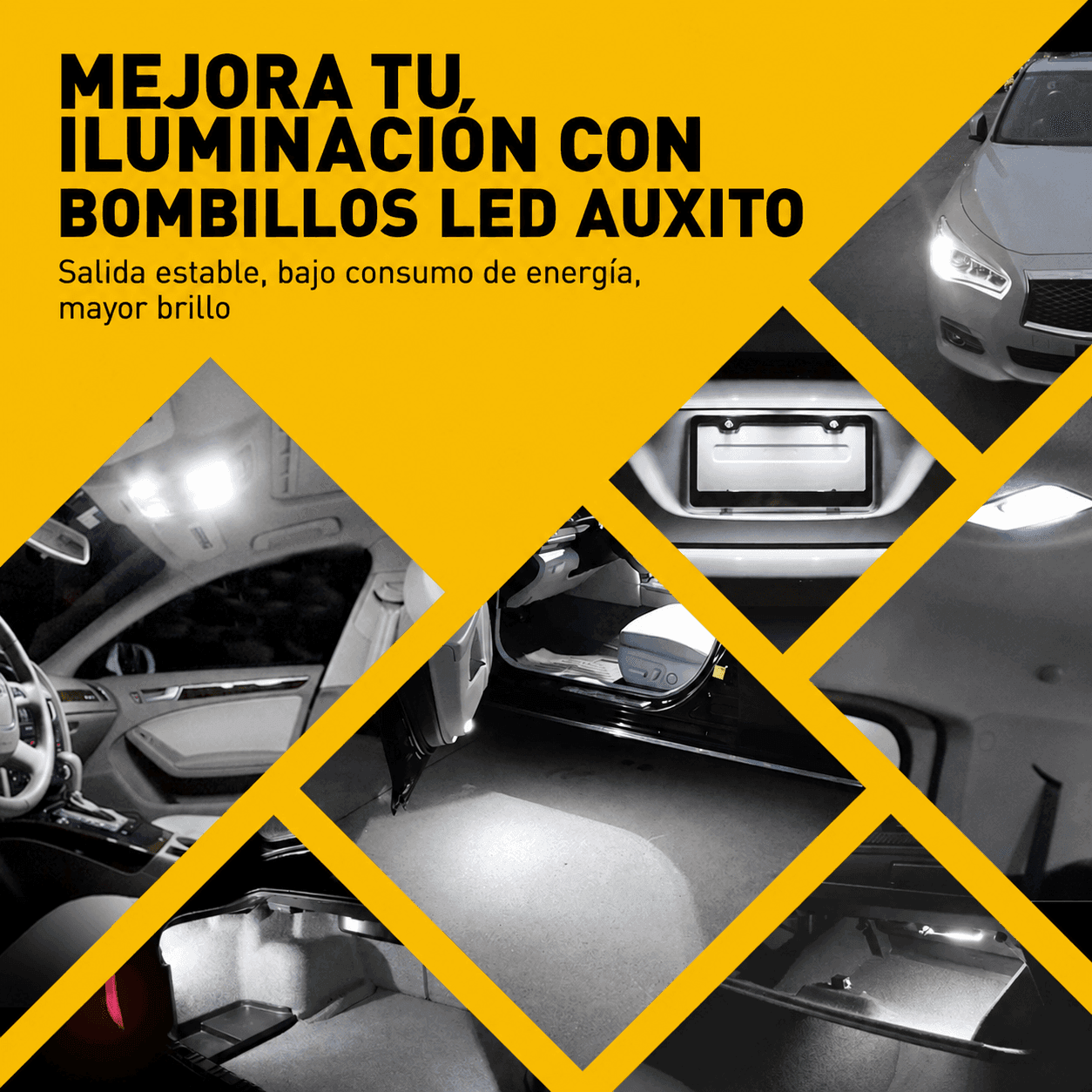 Bombillo LED AUXITO T10 W5W Cola de Pescado 14 SMD 2835 6500K Blanco Frío – Paquete de 10 - GX-T10-3 - Imagen 7